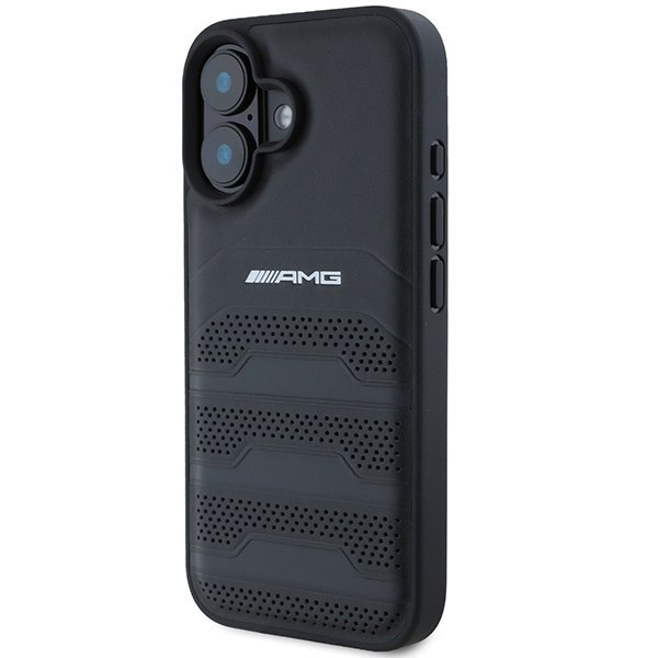 AMG AMHCP16SGSEBK iPhone 16 6.1" czarny/black hardcase Leather Debossed